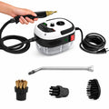 001 Small and Portable High-Pressure Red White Steam Cleaner With Brush Heads Handheld Sanitizing 6-Speed Settings Extended Hose Large Capacity Removes Grease Dust Mites for Air Conditioners Range Hoods Floors Bathrooms Cookw