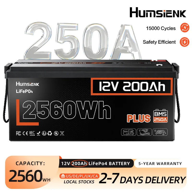Batería LiFePO4 12V 200Ah – Ciclo Profundo para RV, Solar y Marina