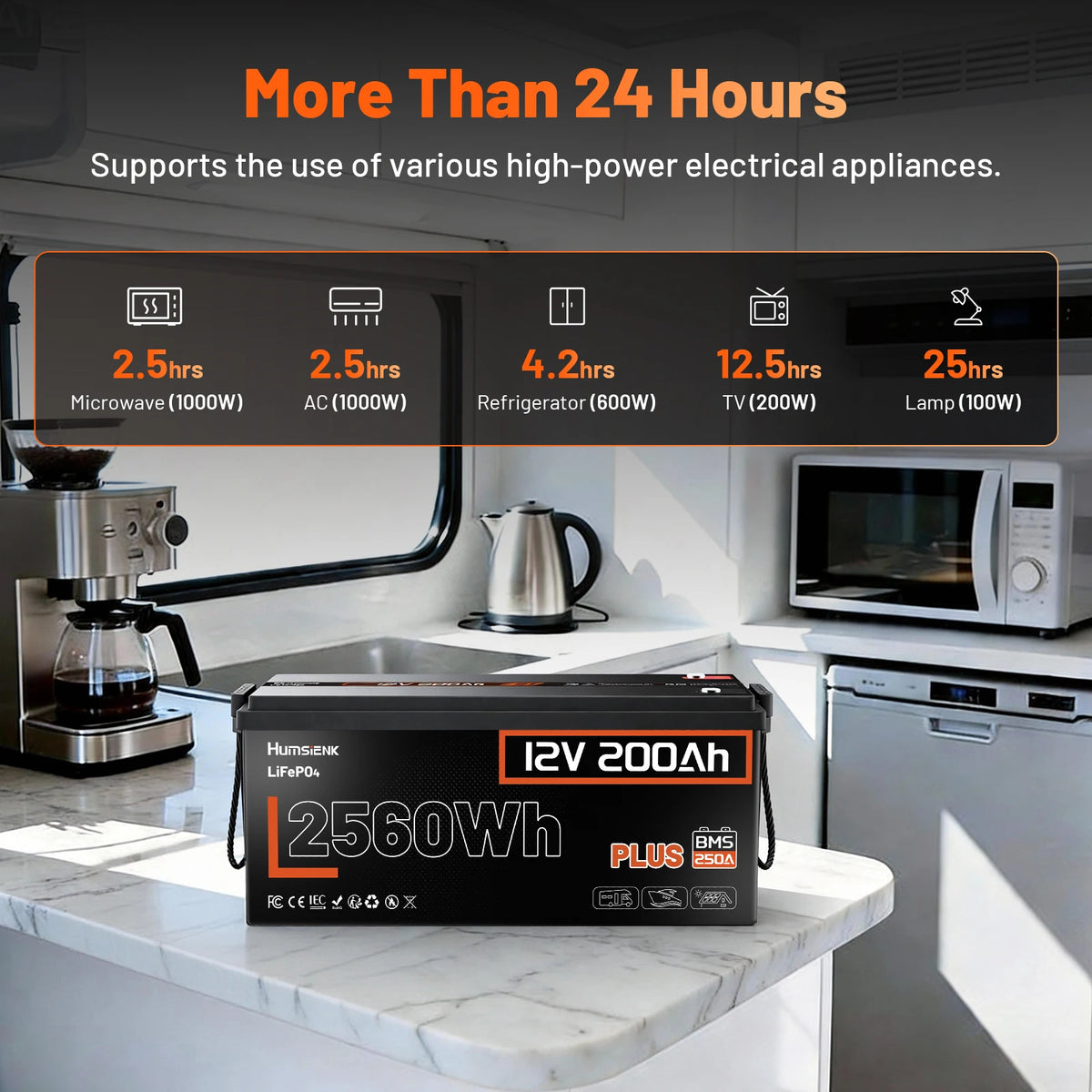 Batería LiFePO4 12V 200Ah – Ciclo Profundo para RV, Solar y Marina