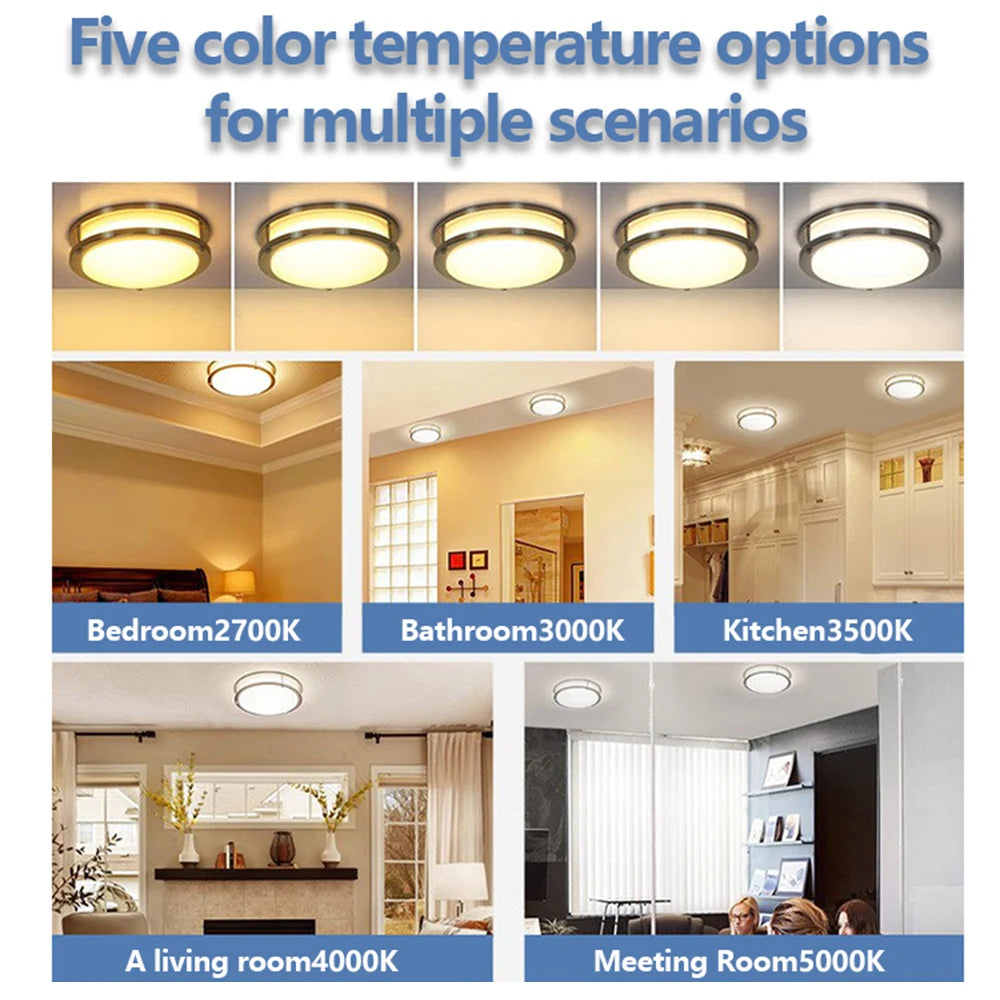Kitchen Ceiling Light Acrylic Round Remote Control CCT Selectable 15W Surface Mounted Double Ring LED Ceiling Light
