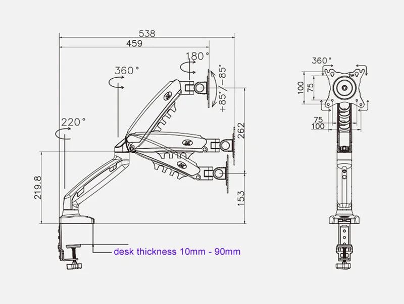 Soporte Doble Brazo NB F80 – Gas Spring VESA para Monitor 17-30"