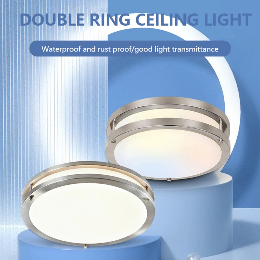 Kitchen Ceiling Light Acrylic Round Remote Control CCT Selectable 15W Surface Mounted Double Ring LED Ceiling Light
