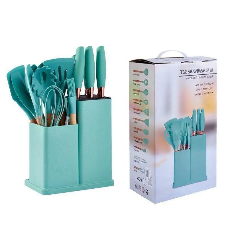 19-Piece Silicone Kitchen Utensil Set with Wood Handles-PROMO Brand Cooking Tools