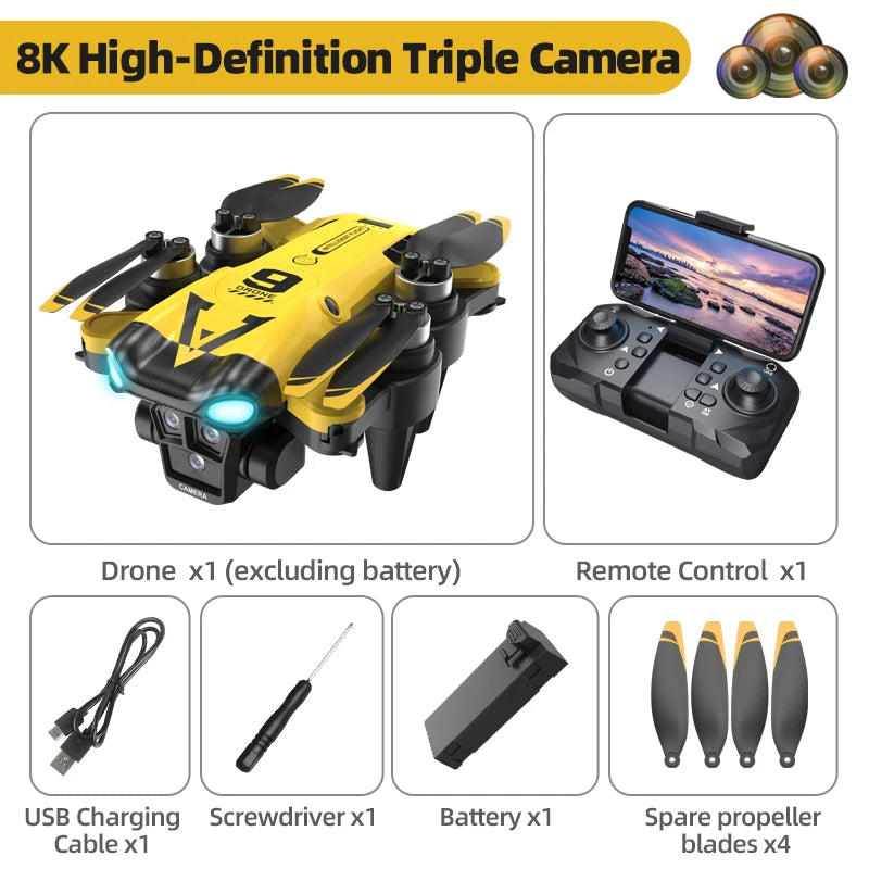 New B9 Pro RC Drone 4K 1080P Wide Angle Dual HD Camera Foldable Quadcopter WiFi FPV Altitude Hold， Long Endurance Drone - Equipped With Optical Flow Positioning And Dual High-definition Cameras, It Is The Perfect Gift For A