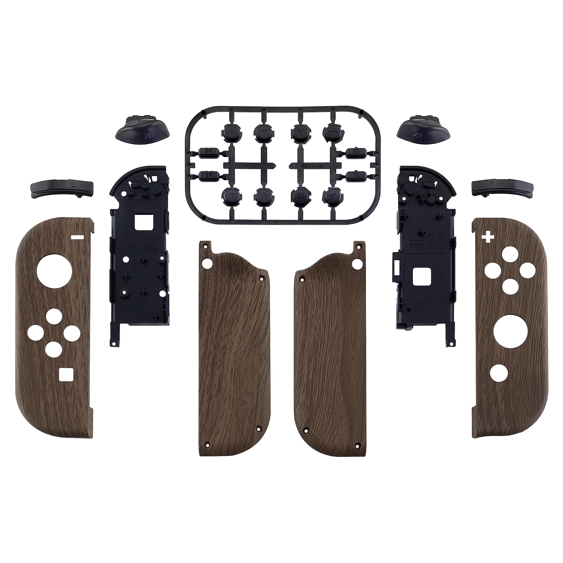 eXtremeRate Custom Patterned Controller Housing Shell Case with Full Set Buttons for NS Switch JoyCon & OLED Joycon - Wood Grain