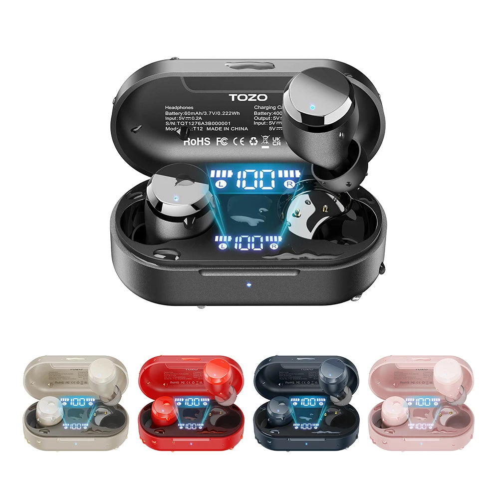 Auriculares TWS TOZO – Deportivos con Display LED y Cancelación de Ruido