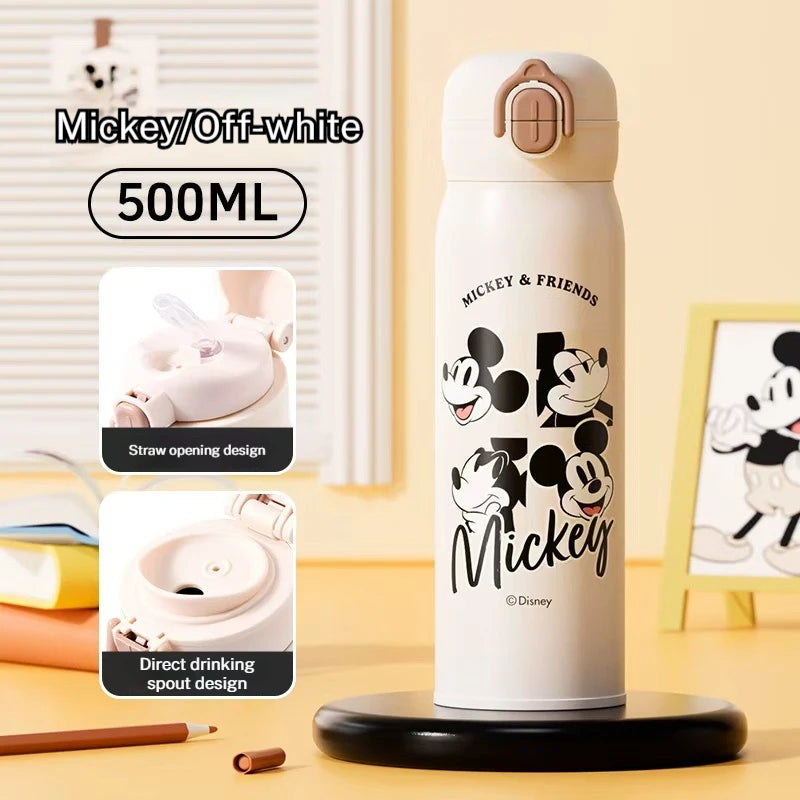 Disney Children's 316 Stainless Steel Insulated Cup for Primary School Students, Direct Drinking Straw Cup, Double Drinking Cup