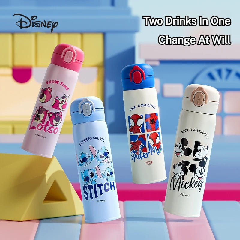 Disney Children's 316 Stainless Steel Insulated Cup for Primary School Students, Direct Drinking Straw Cup, Double Drinking Cup