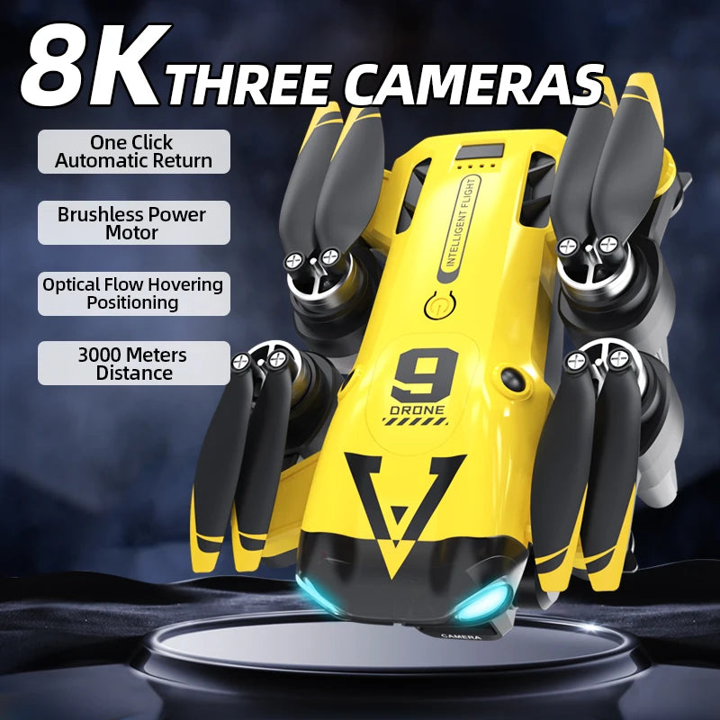 New B9 Pro RC Drone 4K 1080P Wide Angle Dual HD Camera Foldable Quadcopter WiFi FPV Altitude Hold， Long Endurance Drone - Equipped With Optical Flow Positioning And Dual High-definition Cameras, It Is The Perfect Gift For A