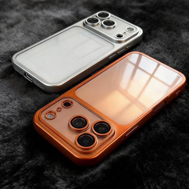 Luxury Plating Nano Matte Translucent Case For iPhone 17 16 Plus 15 14 13 Pro Max Air Lens Protection Matte BackPlate Hard Cover