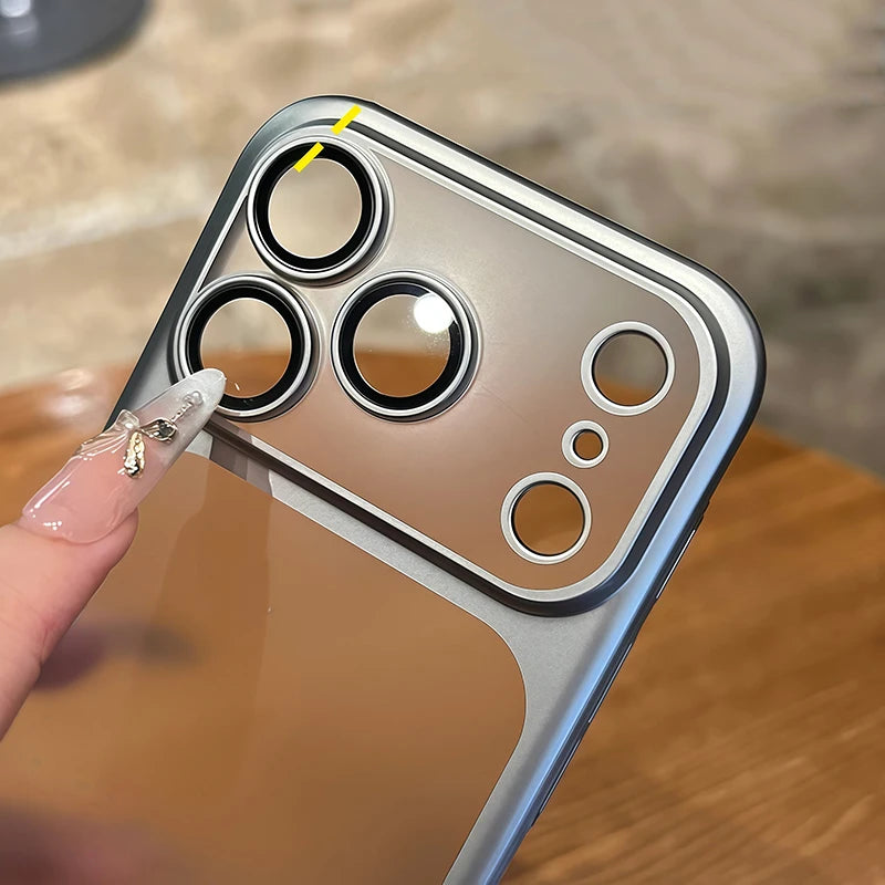 Luxury Plating Nano Matte Translucent Case For iPhone 17 16 Plus 15 14 13 Pro Max Air Lens Protection Matte BackPlate Hard Cover