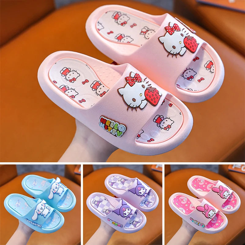 Kuromi Slippers Hello Kitty Cinnamoroll Cartoon Summer Sandals Anti Slip Bathroom PVC Slippers Cute Stylish Gifts for Girls