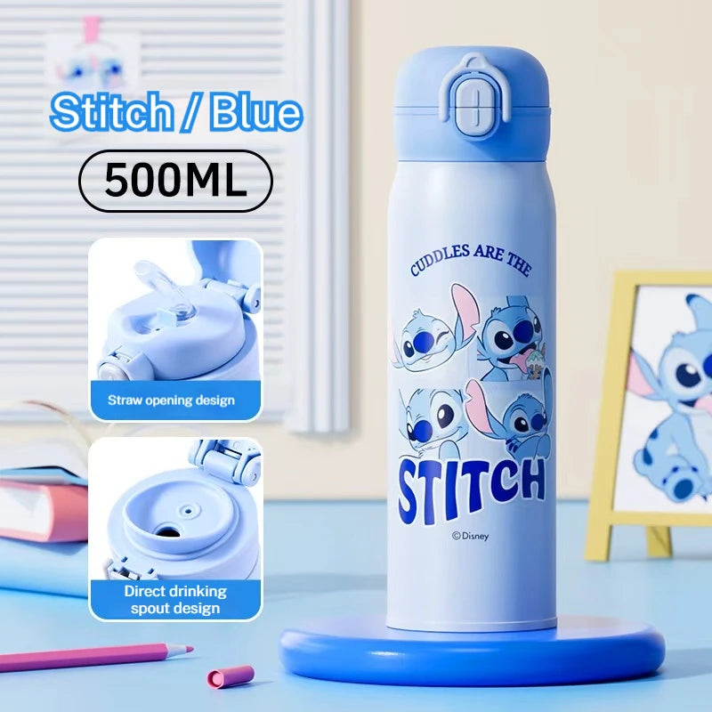 Disney Children's 316 Stainless Steel Insulated Cup for Primary School Students, Direct Drinking Straw Cup, Double Drinking Cup