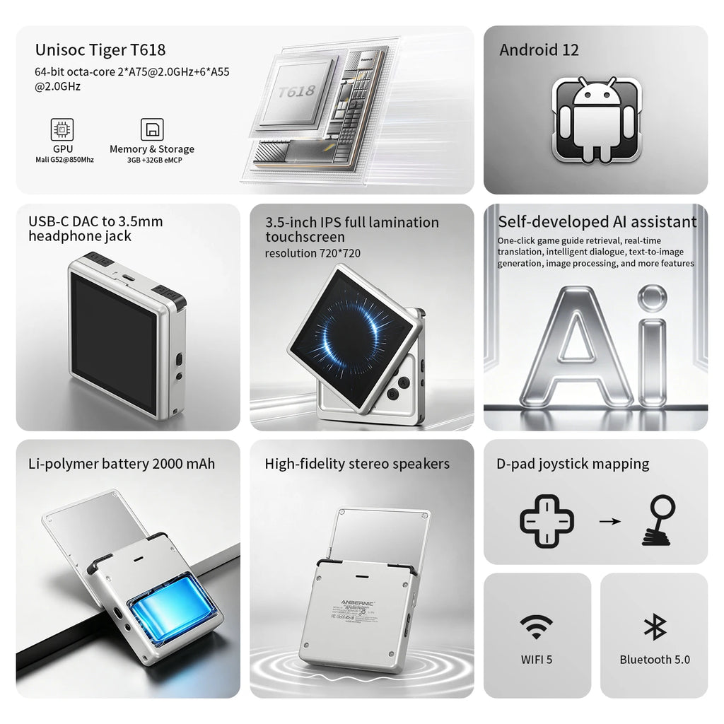 Consola Retro ANBERNIC RG Rotate – Pantalla Giratoria 3.5", Android y WiFi