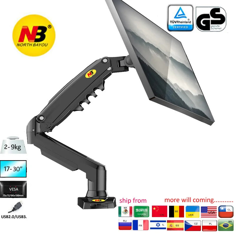 Soporte Doble Brazo NB F80 – Gas Spring VESA para Monitor 17-30"