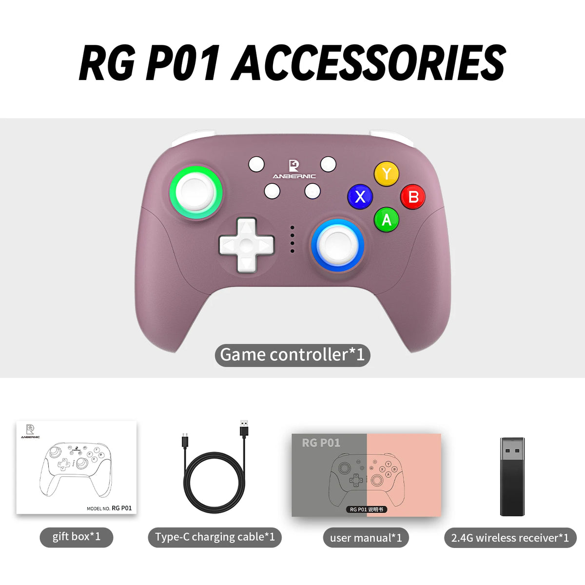 Control ANBERNIC RG P01 – Bluetooth RGB Hall Effect para PC, Android y Steam