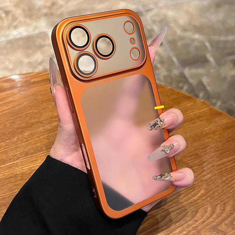 Luxury Plating Nano Matte Translucent Case For iPhone 17 16 Plus 15 14 13 Pro Max Air Lens Protection Matte BackPlate Hard Cover