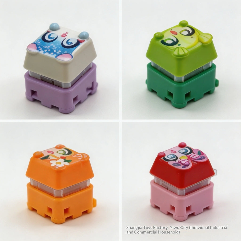 Clickeez Fidget Keycap Keychain Light Up LED Mechanical Keyboard Switch Stress Relief Toy Blind Box Collectible Backpack Charm