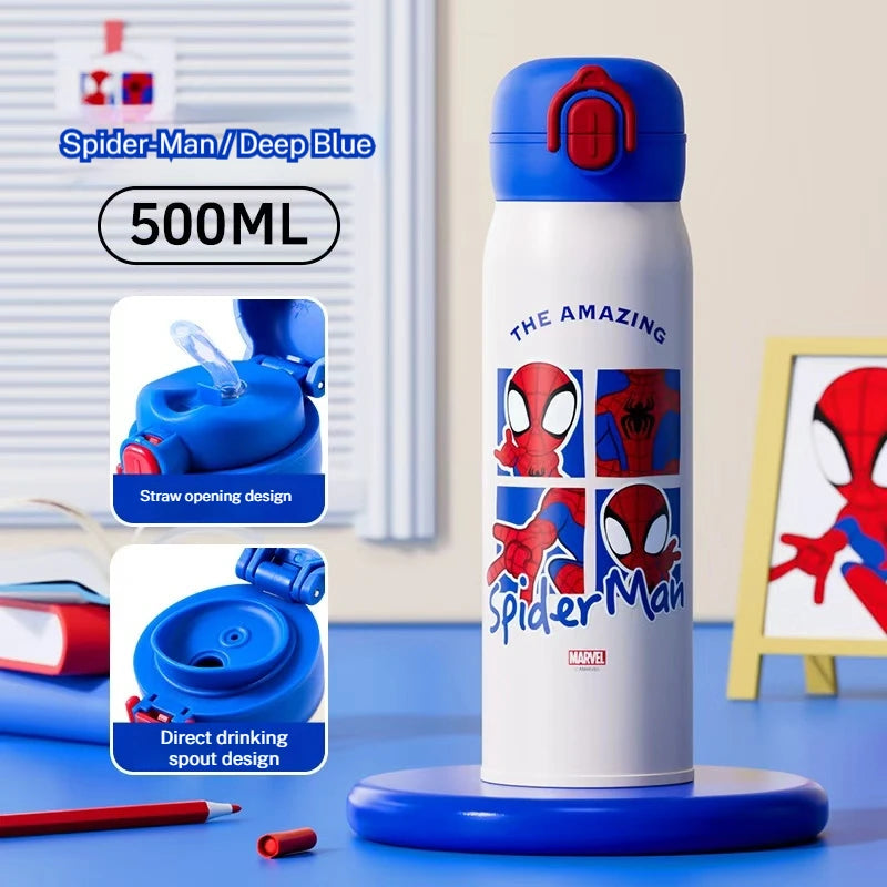 Disney Children's 316 Stainless Steel Insulated Cup for Primary School Students, Direct Drinking Straw Cup, Double Drinking Cup