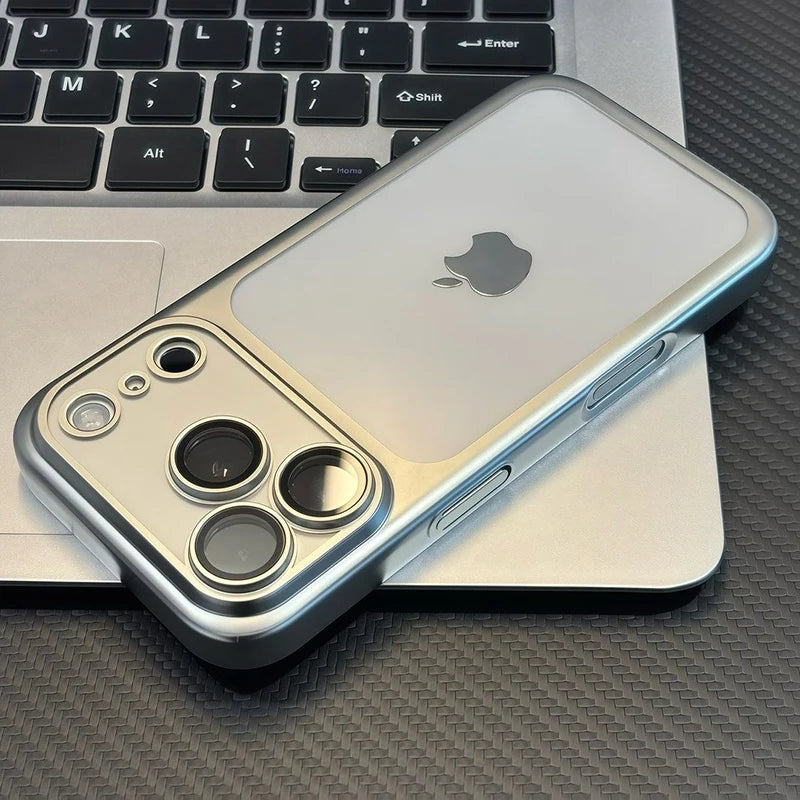Luxury Plating Nano Matte Translucent Case For iPhone 17 16 Plus 15 14 13 Pro Max Air Lens Protection Matte BackPlate Hard Cover