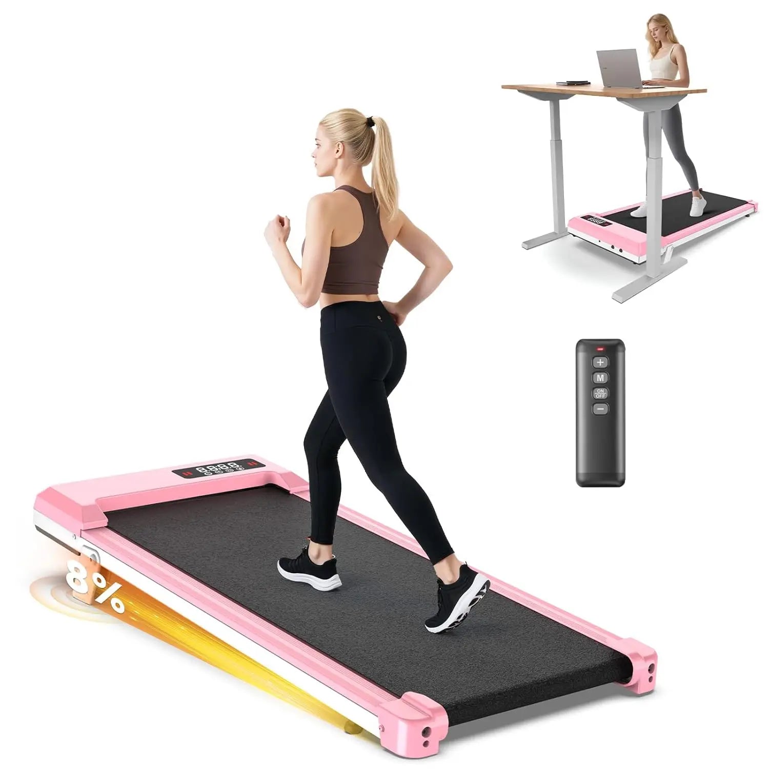 Walking Pad Treadmill with Handle Bar,Walking Pad with Incline 8%,2.5HP Quiet Under Desk 320 lbs 2 in 1Treadmills, Customized