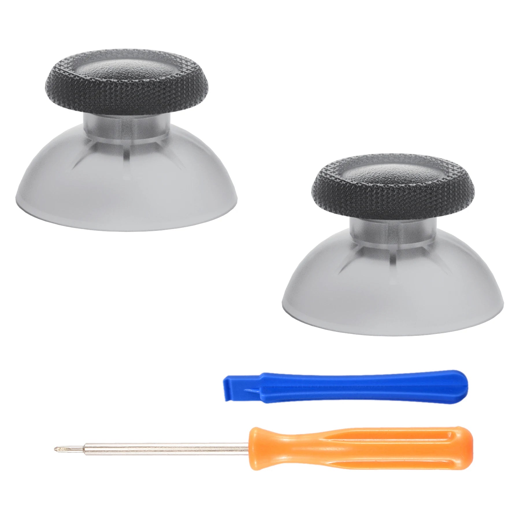 eXtremeRate 2 PCS Clear 3D Joystick Caps for PS5 for PS4 All Model Controllers Replacement Thumbsticks Analog Thumb Sticks Grip