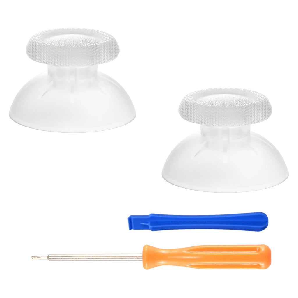 eXtremeRate 2 PCS Clear 3D Joystick Caps for PS5 for PS4 All Model Controllers Replacement Thumbsticks Analog Thumb Sticks Grip