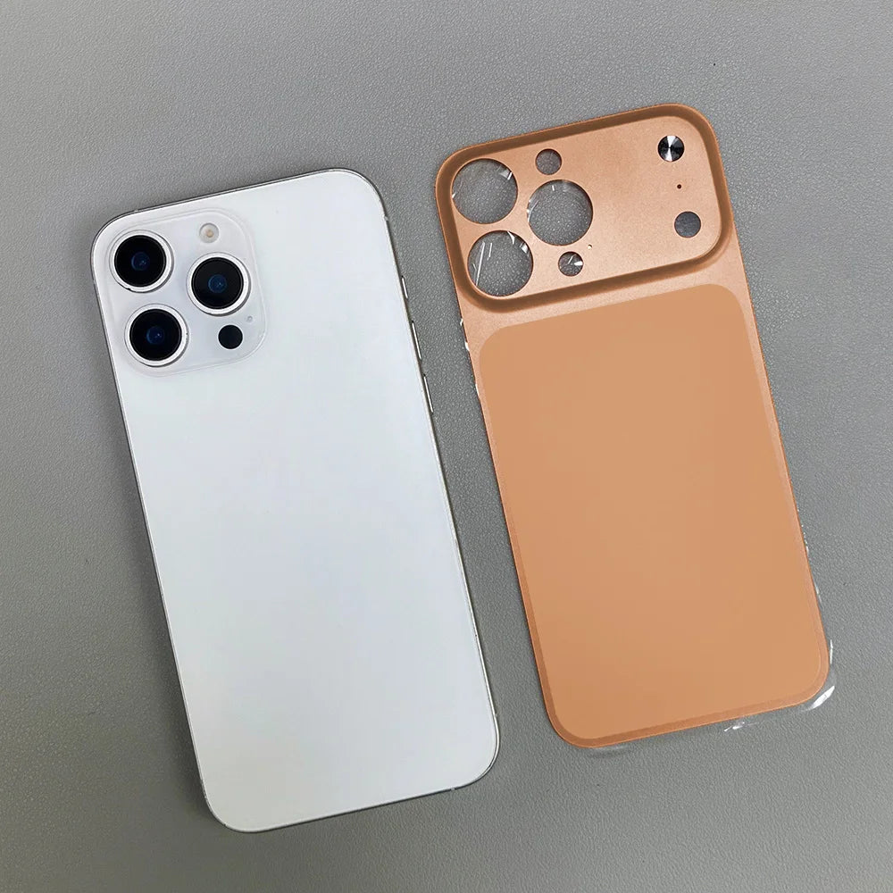 For iPhone 16 15 14 13 Pro Max Convert To 17 Pro Max Back Sticker Protection Cover With Fake Camera Lens Protector