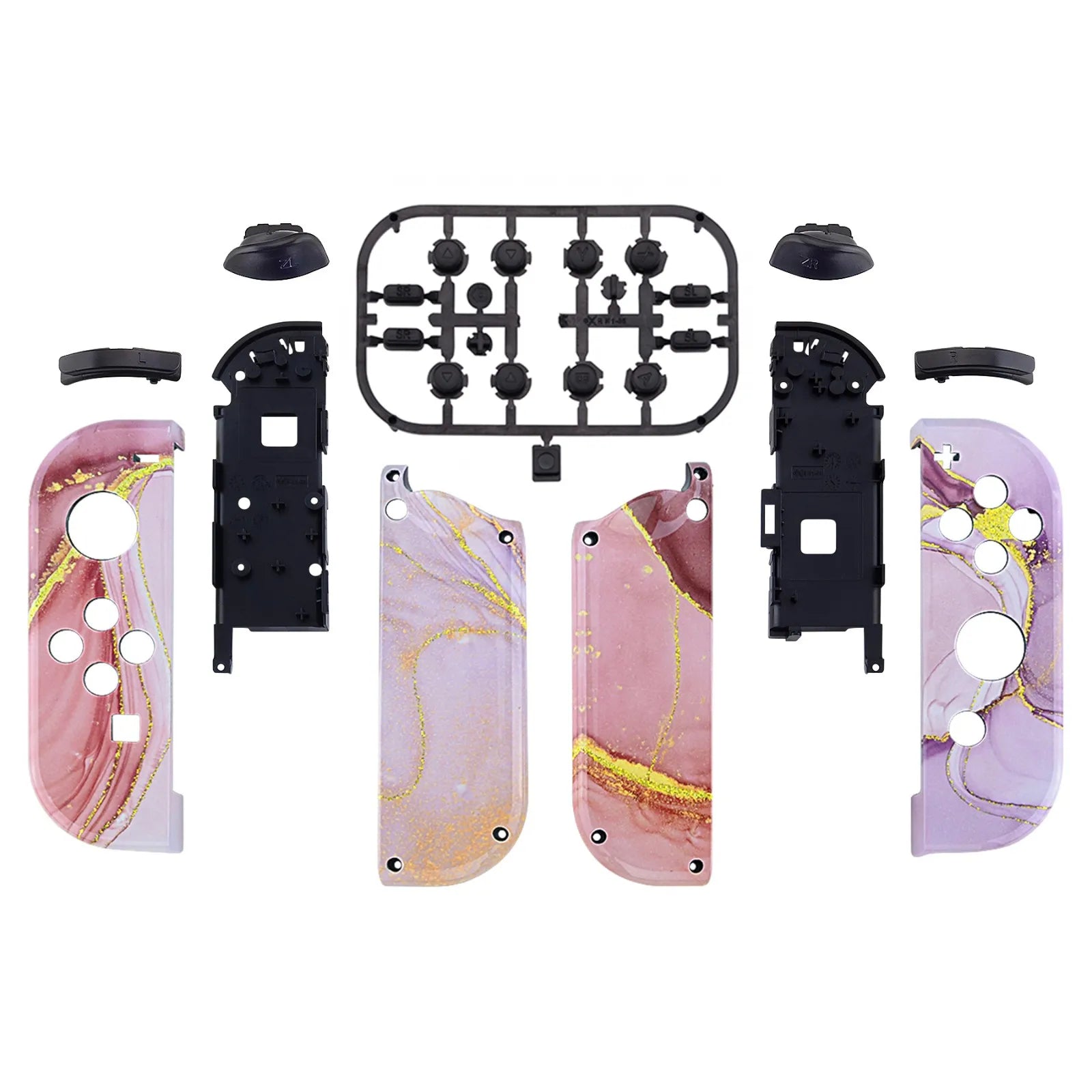 eXtremeRate Custom Patterned Controller Housing Shell Case with Full Set Buttons for NS Switch JoyCon & OLED Joycon - Wood Grain