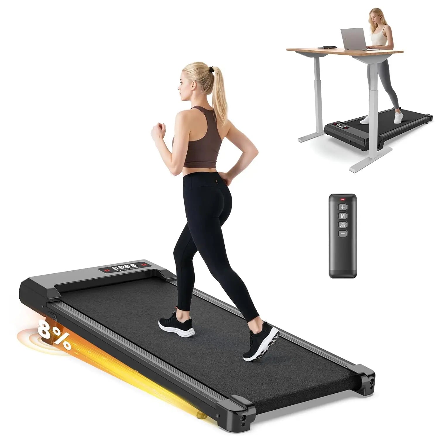 Walking Pad Treadmill with Handle Bar,Walking Pad with Incline 8%,2.5HP Quiet Under Desk 320 lbs 2 in 1Treadmills, Customized