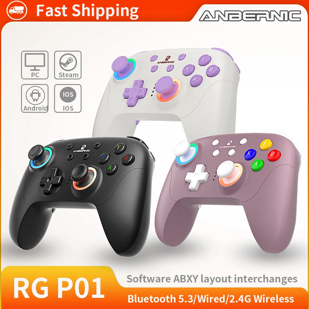 Control ANBERNIC RG P01 – Bluetooth RGB Hall Effect para PC, Android y Steam