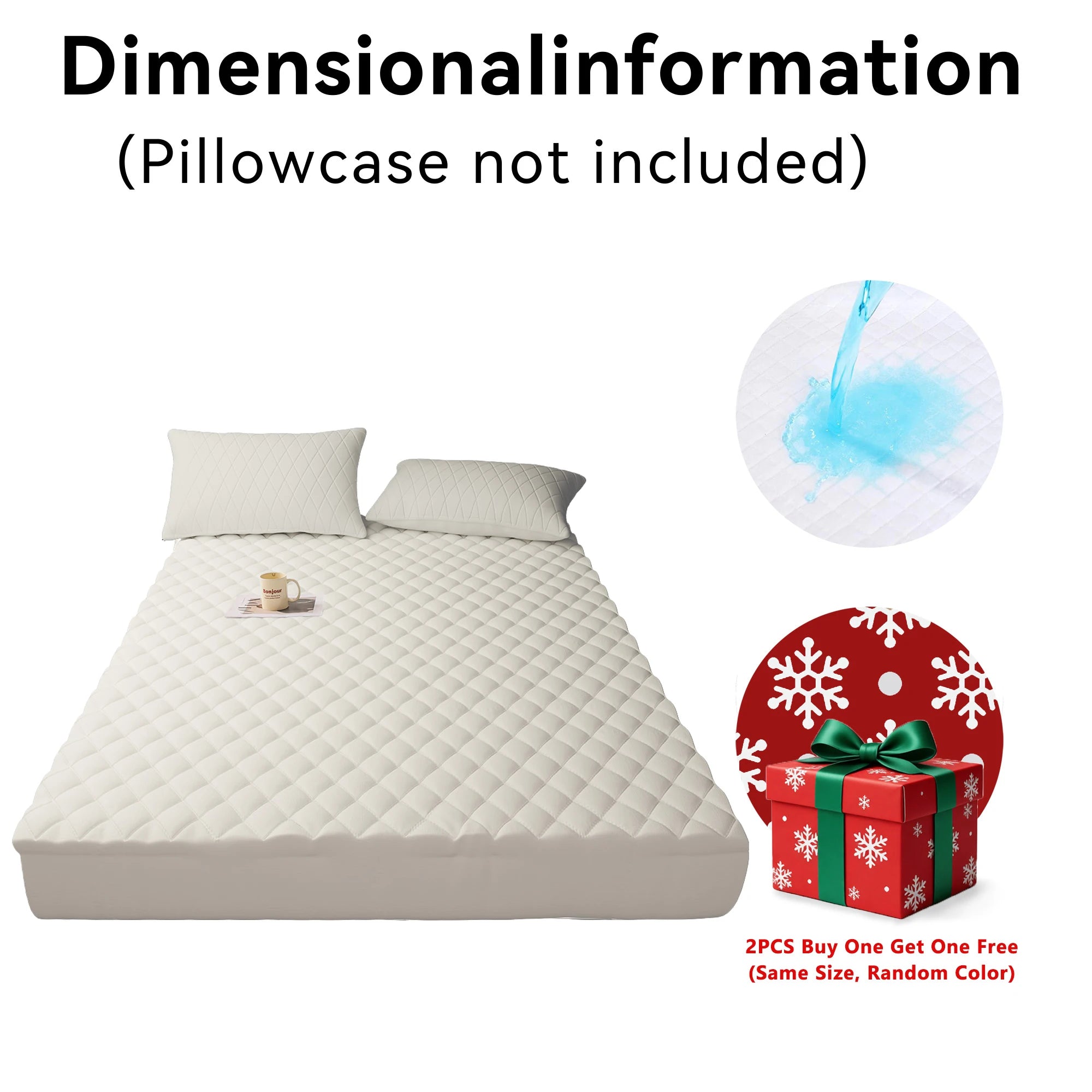 2Pcs,Buy One Selected Color Get One Random Free Quilted Waterproof Mattress Cover, Comfortable Stain & Wrinkle Resistant