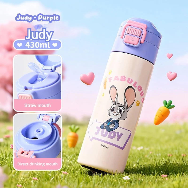 Disney Children's 316 Stainless Steel Insulated Cup for Primary School Students, Direct Drinking Straw Cup, Double Drinking Cup