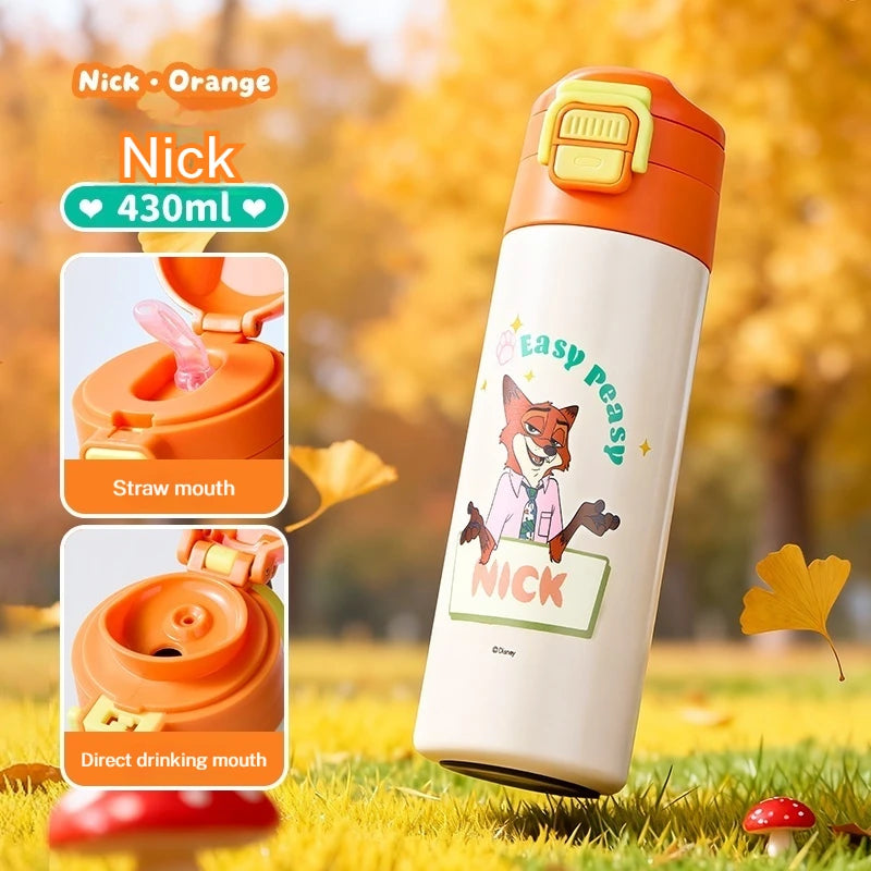 Disney Children's 316 Stainless Steel Insulated Cup for Primary School Students, Direct Drinking Straw Cup, Double Drinking Cup