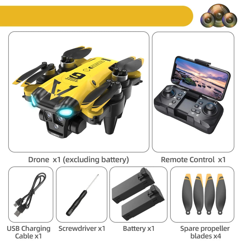 New B9 Pro RC Drone 4K 1080P Wide Angle Dual HD Camera Foldable Quadcopter WiFi FPV Altitude Hold， Long Endurance Drone - Equipped With Optical Flow Positioning And Dual High-definition Cameras, It Is The Perfect Gift For A