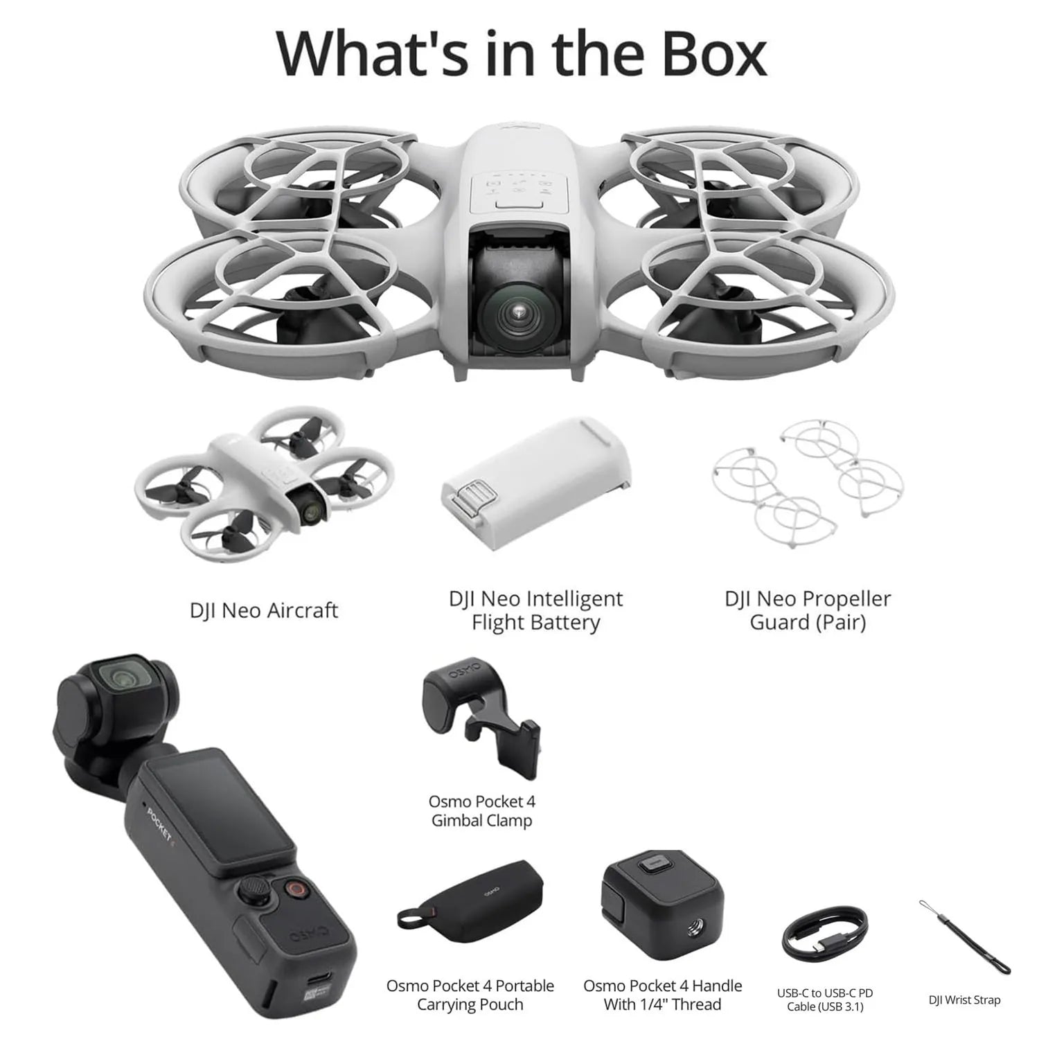 DJI Osmo Pocket 4 and Neo Drone 4K/6K Pocket Gimbal Creative Camera Combo-Combination of Aerial and Land Photography