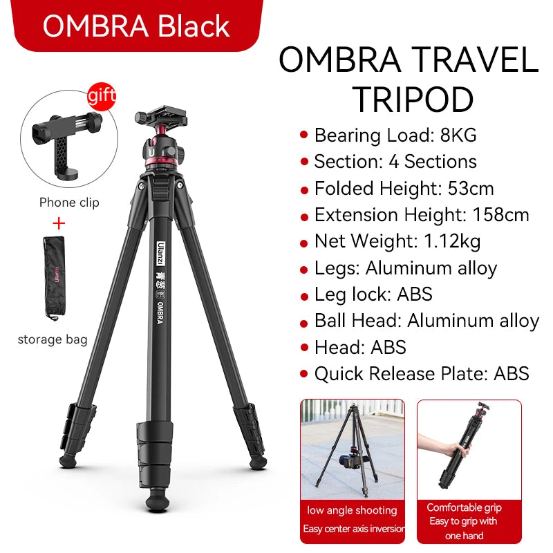 Trípode de Viaje Ulanzi OMBRA – Aluminio, Smartphone y DSLR con Rótula