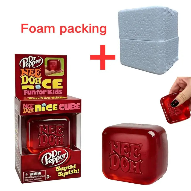 Dr Pepper x NeeDoh Nice Cube Squishy Soft Squeeze Fidget Cube Stress Relief Anxiety Relief Sensory Toy for Kids and Adults
