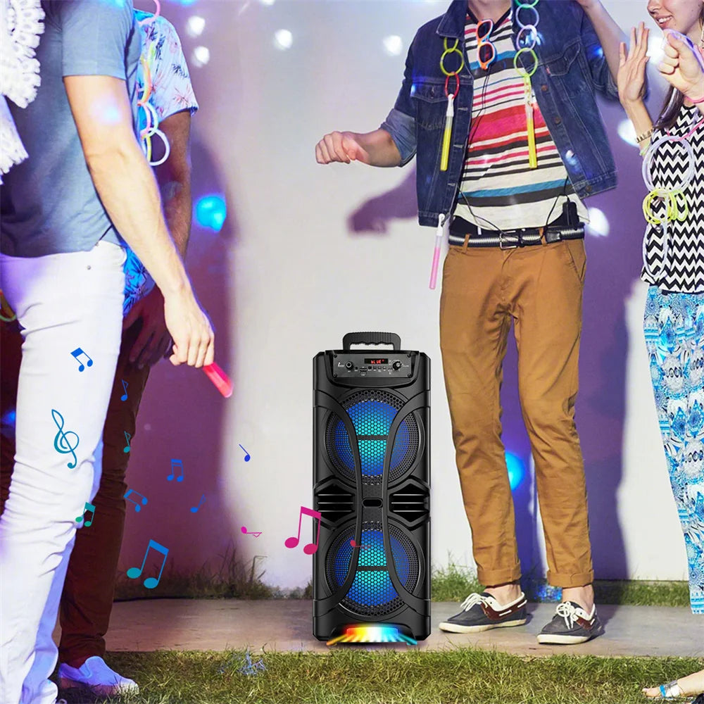6000W Portable Party Bluetooth Speaker Sound System  Rechargeable Outdoor Loud Karaoke Dual 8 " Speaker