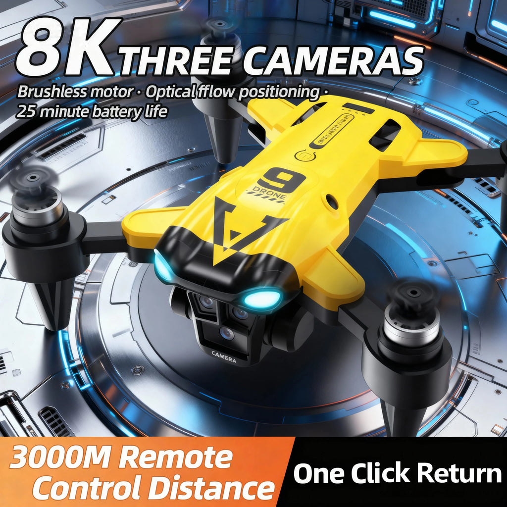 New B9 Pro RC Drone 4K 1080P Wide Angle Dual HD Camera Foldable Quadcopter WiFi FPV Altitude Hold， Long Endurance Drone - Equipped With Optical Flow Positioning And Dual High-definition Cameras, It Is The Perfect Gift For A
