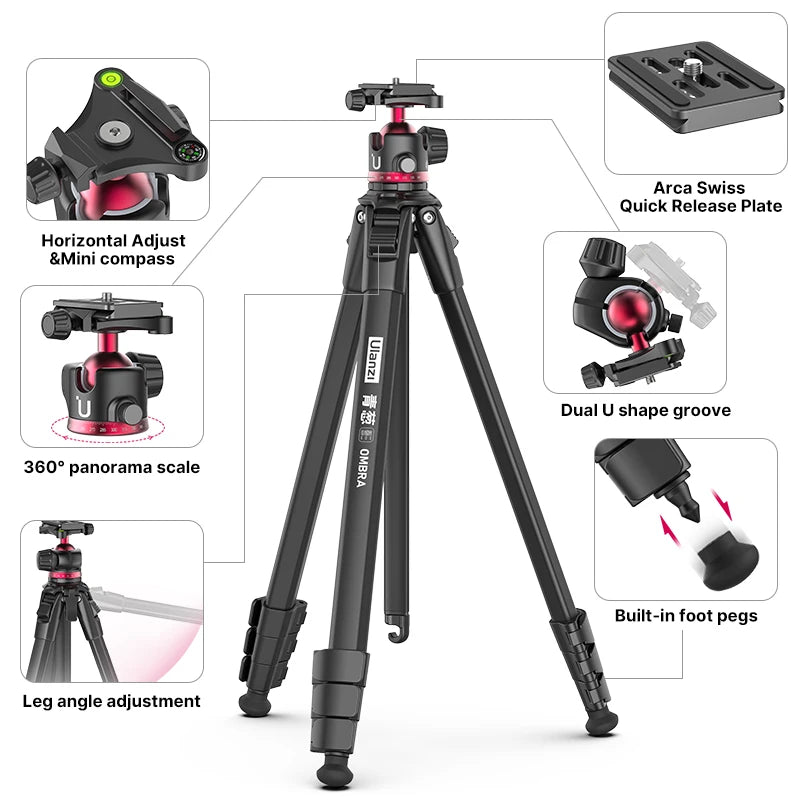 Trípode de Viaje Ulanzi OMBRA – Aluminio, Smartphone y DSLR con Rótula