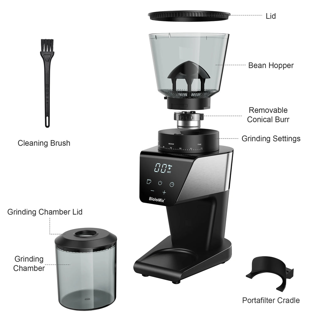 Molinillo Eléctrico BioloMix – 30 Niveles para Espresso y Café de Filtro