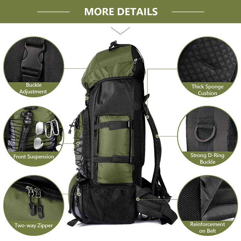 Mochila de Camping 90L – Trekking, Senderismo y Viaje Hombre/Mujer