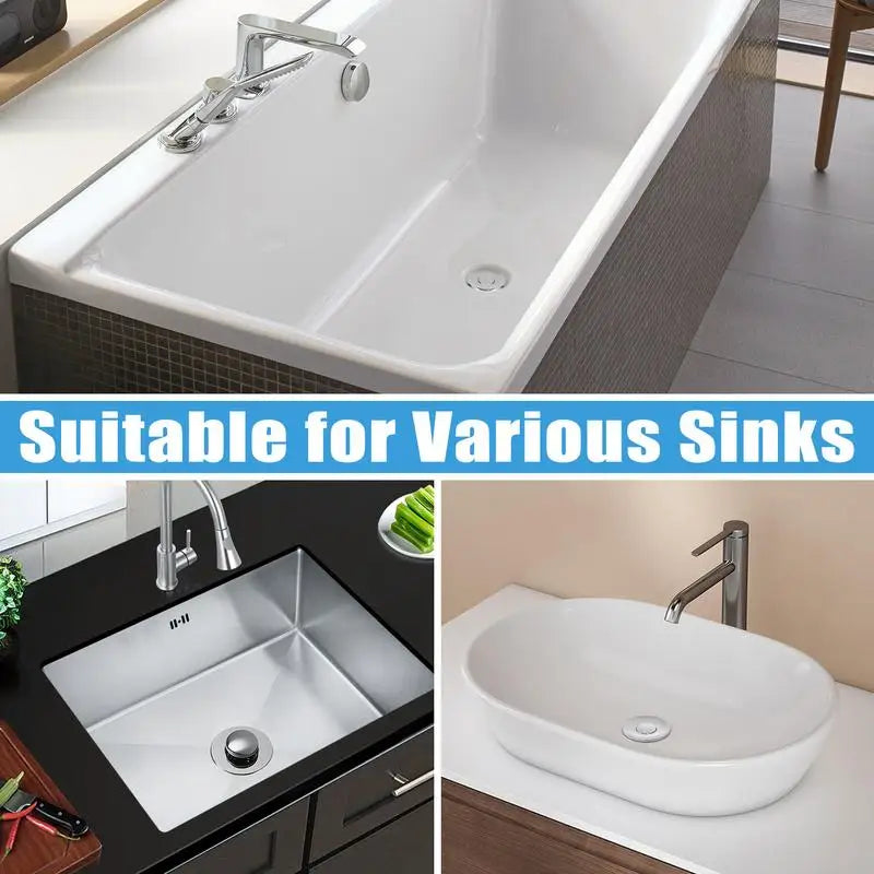 Universal 304 Stainless Steel Bathroom Sink Drain Stopper Pop-Up Hair Catcher Filter Anti-odor Anti-Clog Basin Plug