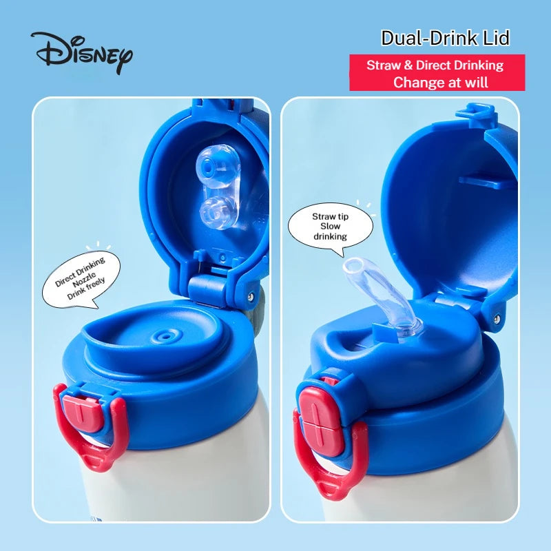 Disney Children's 316 Stainless Steel Insulated Cup for Primary School Students, Direct Drinking Straw Cup, Double Drinking Cup