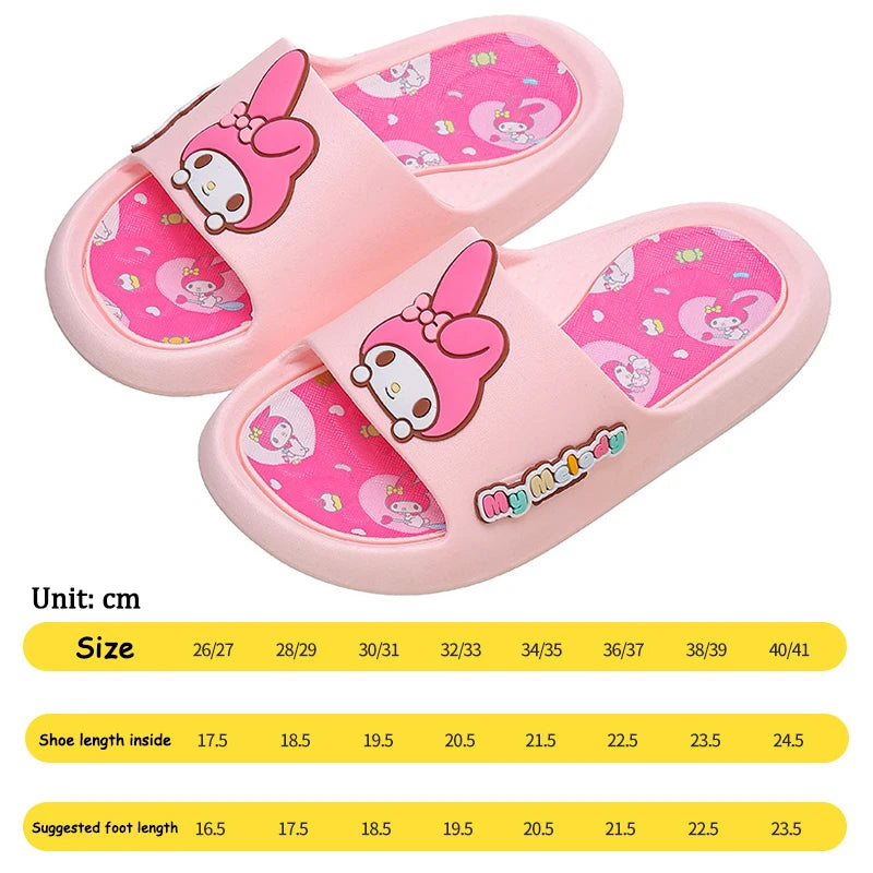 Kuromi Slippers Hello Kitty Cinnamoroll Cartoon Summer Sandals Anti Slip Bathroom PVC Slippers Cute Stylish Gifts for Girls