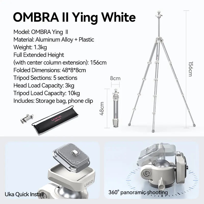 Trípode de Viaje Ulanzi OMBRA – Aluminio, Smartphone y DSLR con Rótula