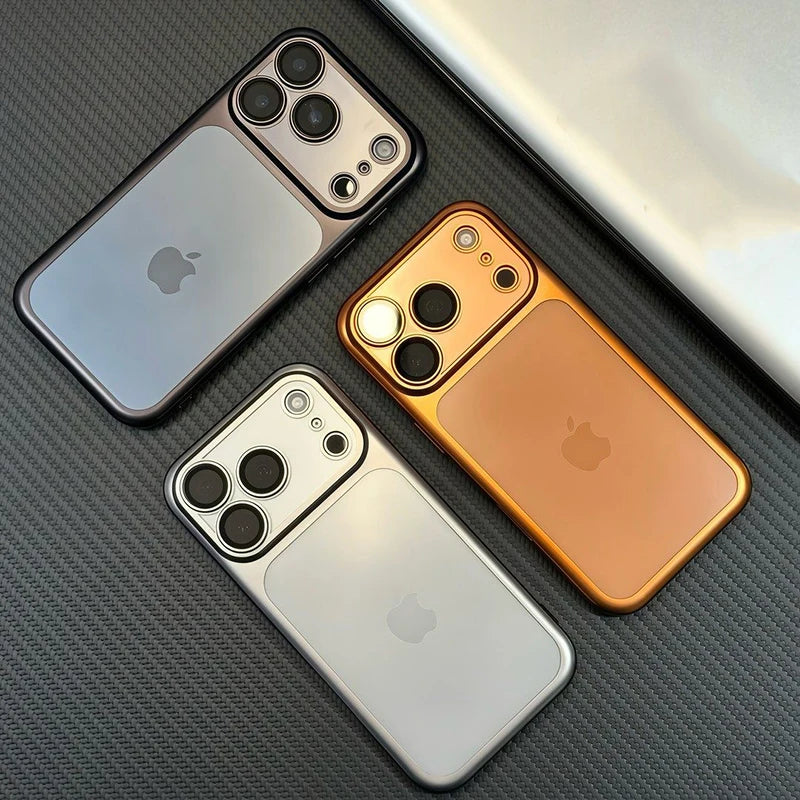 Luxury Plating Nano Matte Translucent Case For iPhone 17 16 Plus 15 14 13 Pro Max Air Lens Protection Matte BackPlate Hard Cover
