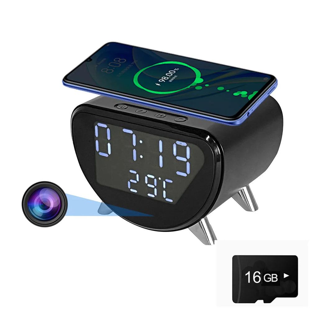 Cámara Reloj 4K WiFi – Carga Inalámbrica, Detección de Movimiento y App