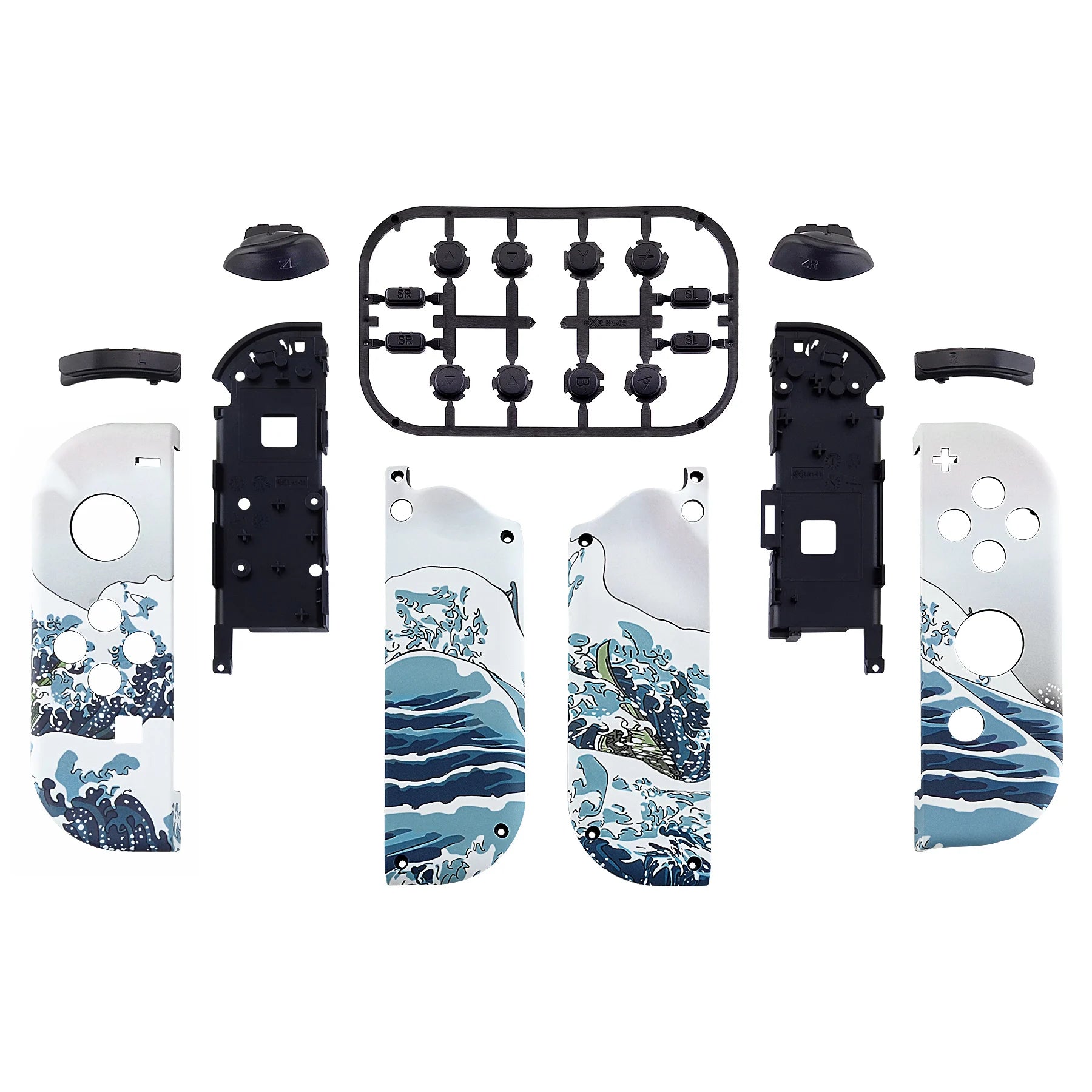 eXtremeRate Custom Patterned Controller Housing Shell Case with Full Set Buttons for NS Switch JoyCon & OLED Joycon - Wood Grain
